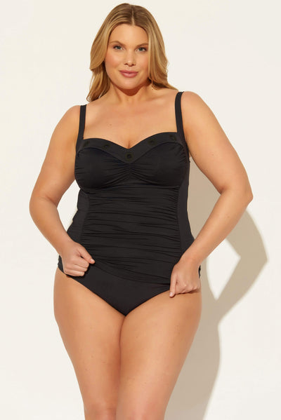 (PLUS) PANEL TANKINI TOP - BLACK