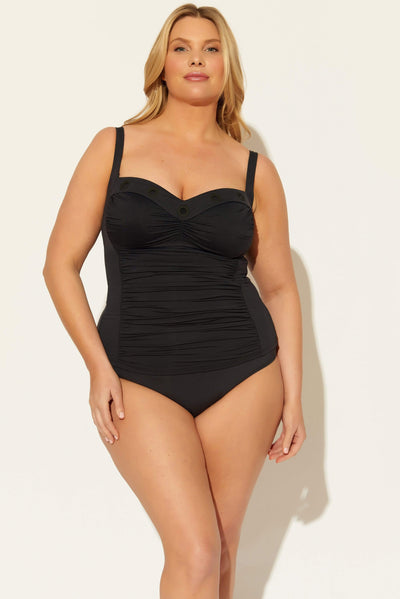 (PLUS) PANEL TANKINI TOP - BLACK