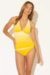 HALTER TANKINI TOP - SUNSET YELLOW MULTI