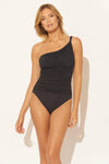 Lada is wearing a 6 suit, she has a 34” bust and a 24" waist.