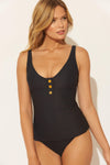 SCOOP NECK TANKINI - BLACK