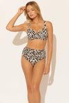 SHIRRED HIGH WAIST BOTTOMS - CHEETAH
