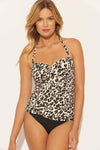 TWIST BANDEAU TANKINI TOP - CHEETAH