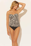 TWIST BANDEAU TANKINI TOP - CHEETAH