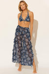 SIDE RUFFLE SLIT PANT - NAVY FLORAL MULTI