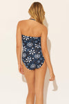 TWISTED SHIRRED BANDEAU 1 PC - NAVY FLORAL