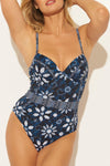 U/W WITH BELT  1 PC - NAVY FLORAL