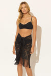 CROCHET PAREO W/ FRINGE - BLACK