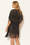 CROCHET CAFTAN W/ FRINGE - BLACK