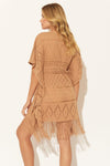 CROCHET CAFTAN W/ FRINGE - SAND TROPEZ