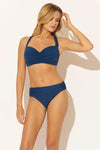 SHIRRED BANDEAU D CUP TOP - NAVY
