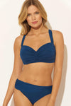 SHIRRED BANDEAU D CUP TOP - NAVY