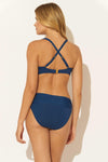 SHIRRED BANDEAU D CUP TOP - NAVY