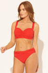 SHIRRED BANDEAU D CUP TOP - SCARLET