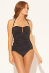 BANDEAU U WIRE TANKINI TOP - BLACK