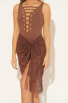 CROCHET PAREO W/ FRINGE- LOCA MOCHA