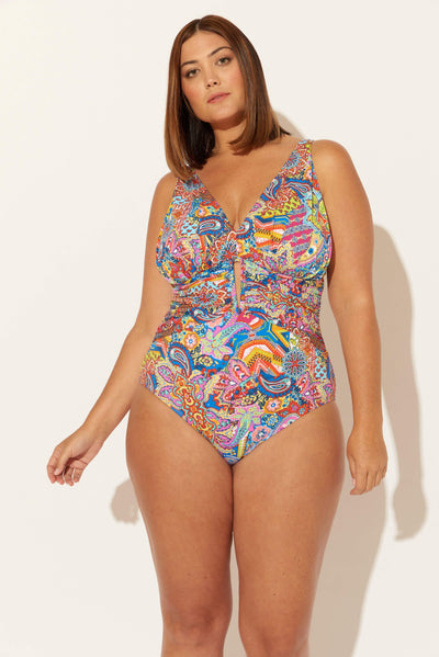 (PLUS) SHIRRED HALTER 1 PC - GROOVY MULTI