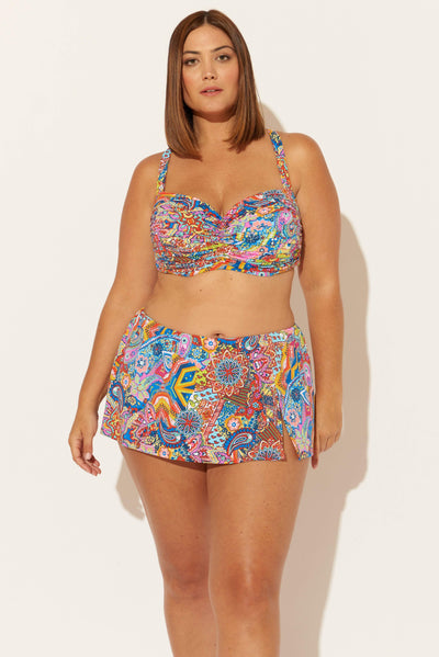 (PLUS) SKIRTED HIPSTER BOTTOMS - GROOVY MULTI