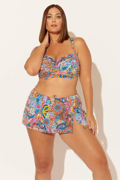 (PLUS) SKIRTED HIPSTER BOTTOMS - GROOVY MULTI