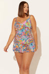 SCOOP NECK TANKINI W U/W - GROOVY MULTI (PLUS)