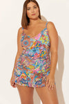 SCOOP NECK TANKINI W U/W - GROOVY MULTI (PLUS)