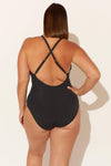 (PLUS) BASKET WEAVE LACE DOWN 1 PC - BLACK