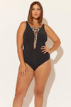 (PLUS) LACE DOWN KNOTTED TWIST 1 PC - BLACK ANIMAL MULTI