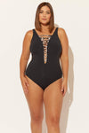 (PLUS) LACE DOWN KNOTTED TWIST 1 PC - BLACK ANIMAL MULTI
