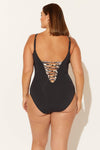 (PLUS) LACE DOWN KNOTTED TWIST 1 PC - BLACK ANIMAL MULTI