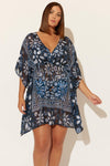 (PLUS) CAFTAN - NAVY FLORAL