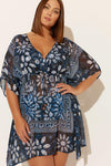 (PLUS) CAFTAN - NAVY FLORAL