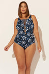 (PLUS) LACE DOWN KNOTTED TWIST 1 PC - NAVY FLORAL