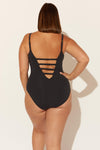 (PLUS) SHEER PLUNGE V-NECK MESH 1 PC - BLACK