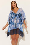 (PLUS) CAFTAN - NAVY PALMS