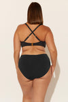 (PLUS) HIGH WAIST SHIRRED BOTTOMS - BLACK