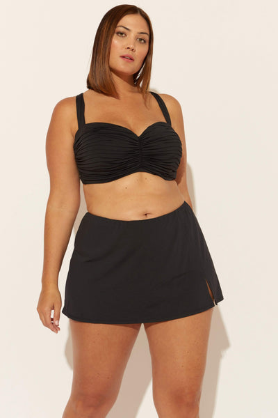 (PLUS) SKIRTED HIPSTER BOTTOMS - BLACK