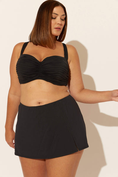 (PLUS) SKIRTED HIPSTER BOTTOMS - BLACK