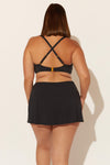 (PLUS) SKIRTED HIPSTER BOTTOMS - BLACK