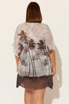(PLUS) CAFTAN - BLACK PALMS