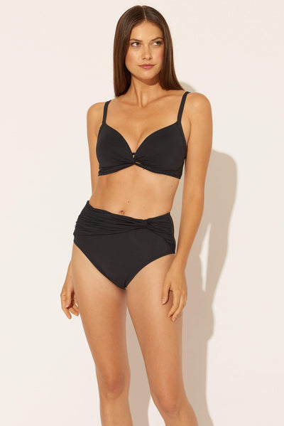 TWIST FRONT OTS BRA D CUP TOP - BLACK