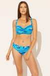 SHIRRED BANDEAU D CUP TOP - COOL MULTI