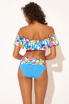 OFF THE SHOULDER RUFFLE BANDEAU TOP - WHITE FLORAL