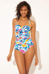 TWIST BANDEAU TANKINI TOP - WHITE FLORAL