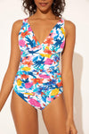 OTS PLUNGE TANKINI TOP - WHITE FLORAL