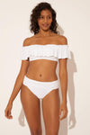 OFF THE SHOULDER RUFFLE BANDEAU TOP - WHITE
