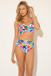 DRAPED HIGH WAIST BOTTOMS - WHITE FLORAL