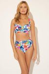 SHIRRED BANDEAU D CUP TOP - WHITE FLORAL