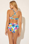 DRAPED HIGH WAIST BOTTOMS - WHITE FLORAL