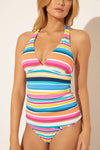 HALTER TANKINI TOP - COLOR BOMB MULTI