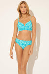 RUCHED U/W D CUP TOP - LAGUNA TEAL MULTI